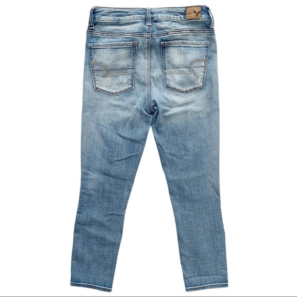 AE Hi-Rise Destroyed Patch Crop Jegging Light Wash - Picture 3 of 13